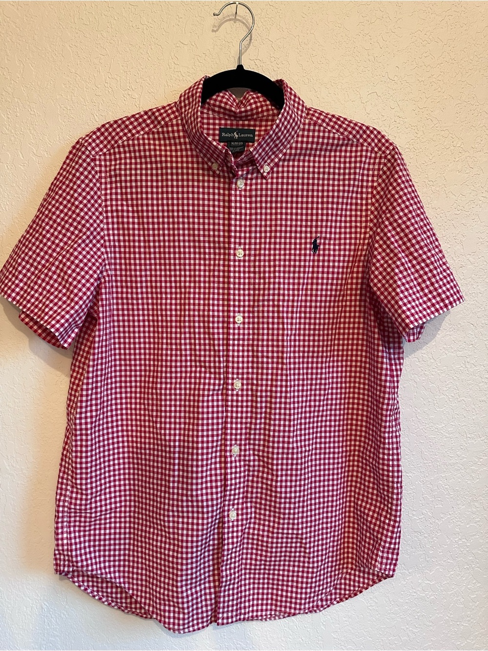 Ralph Lauren Red & White Gingham Short-Sleeve Button-Down Shirt